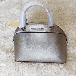 Michael Kors Emmy Sm Dome Satchel Pale Gold NWT
